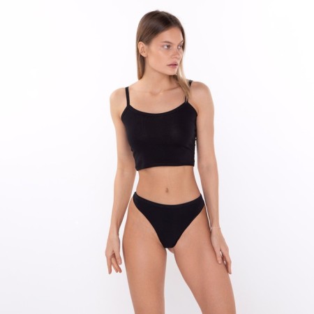 Panties female thongs are seamless, black color, size 42-46 (S-m)