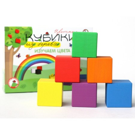 Wooden cubes “Studying colors” 12 pcs (8 centers)-3