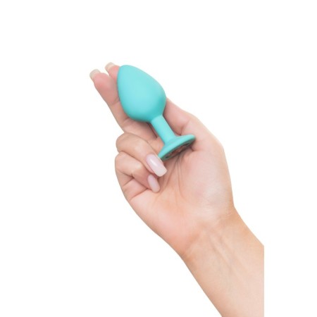 Anal plug Eromantica Cherr, with crystal, silicone, 35x80 mm, mint color-5