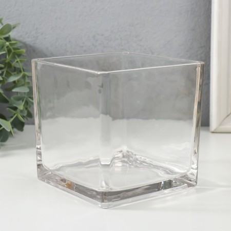 Glass of glass per 1 candle "Square" transparent 12x12x12 cm-1