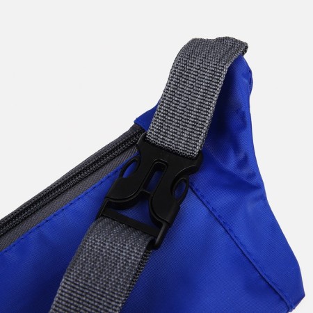 Zipper waist bag, outer pocket, USB connector, blue color-3