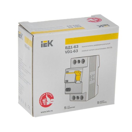 Switch Differential RCD IEK, two-pole, 16 A, 30 ma, type AC, VD1-63-2