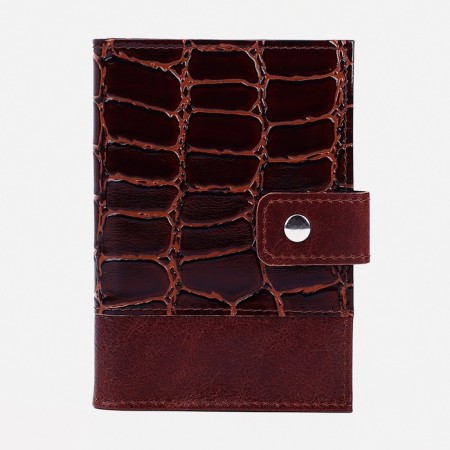 Cover for autoDocations and passports, 4 pockets for cards, brown color
