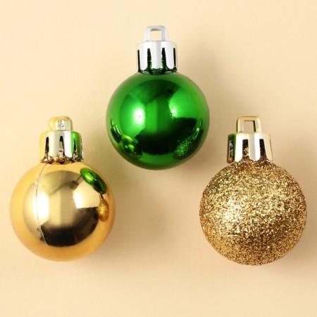 Christmas trees New Year, for the New Year, plastic, d = 3 cm, 6 pcs., Gold and green color-1