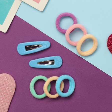 Caramel hair set (10 elastic bands 1.5 cm, 2 invisibility 3 cm) classic, blue-1
