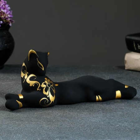 Figure "Cat Bagira Lying" Black Black 7x27x10cm