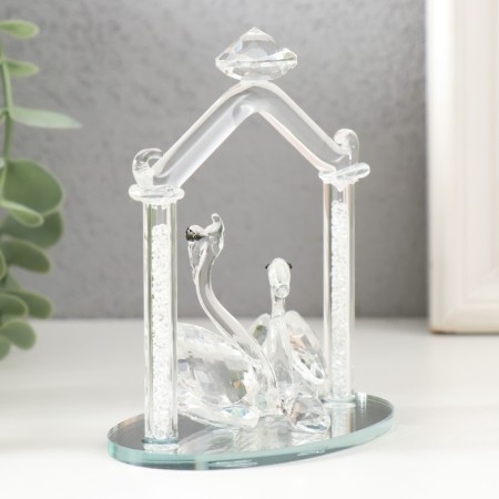 Souvenir glass "Two swan under the roof" Transparent 5.2x8.2x10.5 cm-1