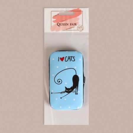 Manicure set "cats", 6 items, in case, drawing and color mix-6