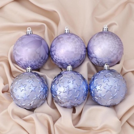 Set of balls plastic D-8 cm, 6 pcs "Star" lilac