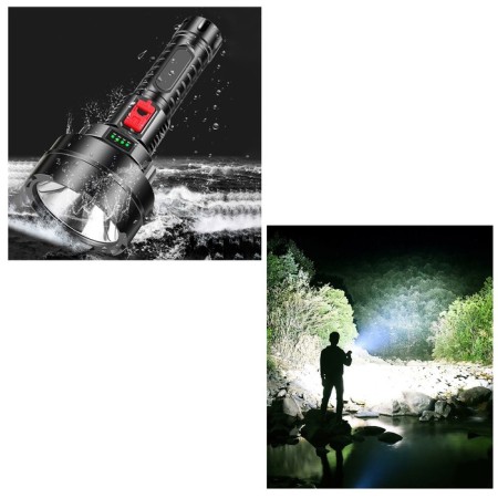 Manual battery flashlight, 5 watts, 1200 mAh, battery 18650, 19 x 8.2 cm, USB-2