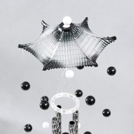 Wind Music Metal "Cranes" 4 tubes 7 birds 59 cm-1