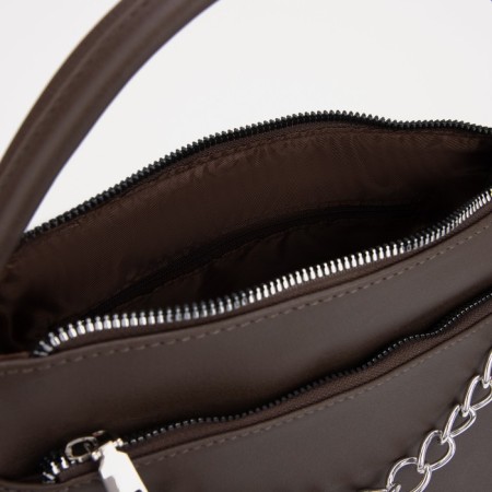 Cross-Bodi bag, lightning department, external pocket, brown color-2