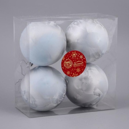 Set of balls plastic D-8 cm, 4 pcs "Fog" blue-1