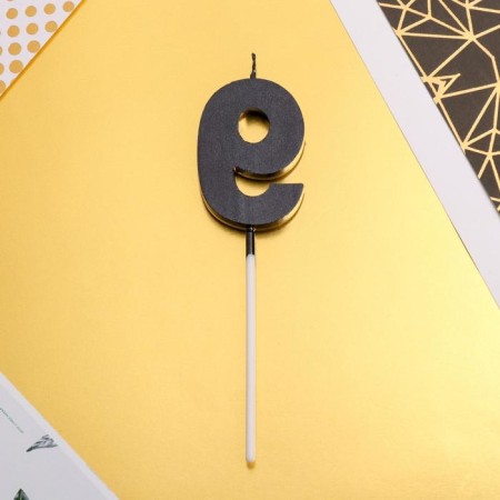 Candle for the cake, number "9", black.-3