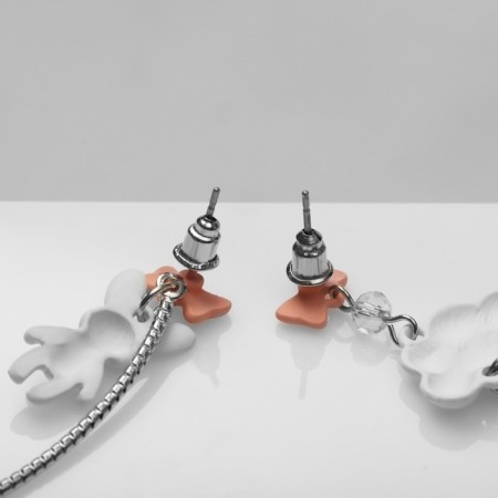 Earrings Assorted "Hare" with a cloud, colored in silver-2