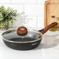 Granit Ultra pan, d = 26 cm, glass cover, removable handle, anti -stick coating
