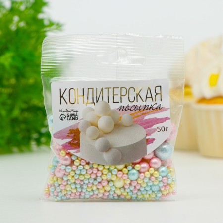 Confectionery sprinkling "Delicate shine": azure, pink, vanilla, 50 g-1