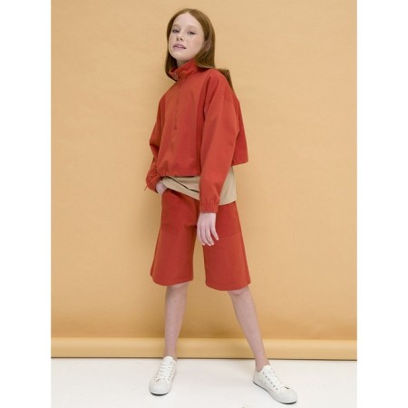 Sweatplane shortened for Pelican girl, height 122 cm, terracotta color-6