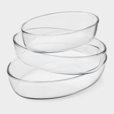 A set of forms of heat -resistant baking glass Borcam, 3 subjects: 1.5 l, 2.3 l, 3.2 liters