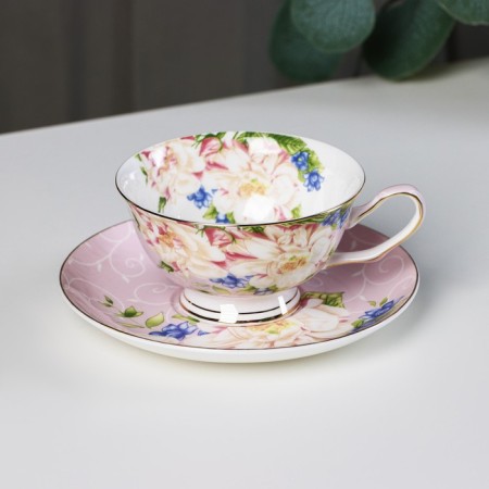 Tea steam porcelain "Tea rose", 2 items: a cup 200 ml, a saucer d = 15 cm