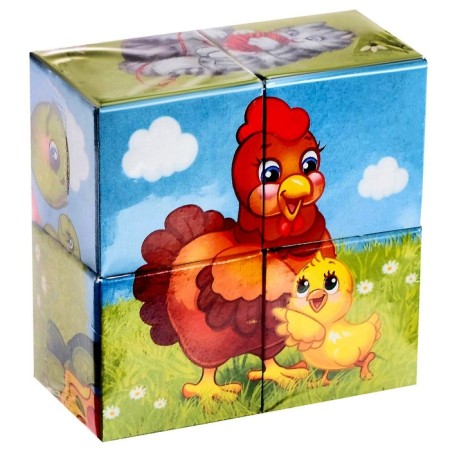 Cardboard cubes "Mom and children", 4 pcs-7