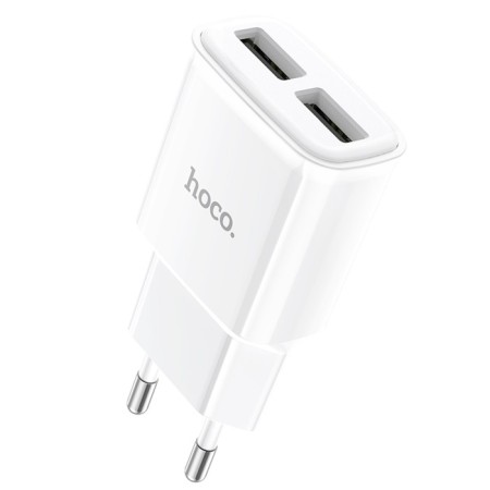 Network charger Hoco C88A, 2 USB, 2.4 A, white-1