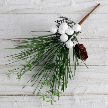 Decor "Winter Charm" White Berries and a bump 19 cm