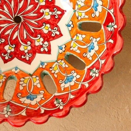 Rishtan ceramics "Flowers", 28 cm, red-2