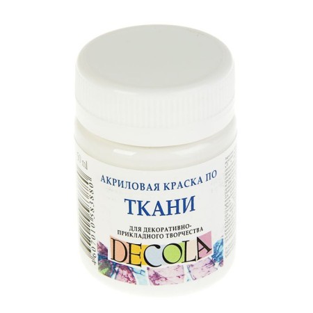 Fabric paint, bank 50 ml, ZHK Decola, white 4128104, (water -based acrylic)