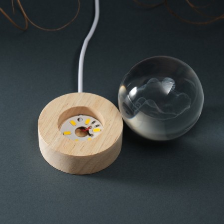 Souvenir glass backlight "Shar. Geometry of the mountain" D = 6 cm stand wood, usb-9