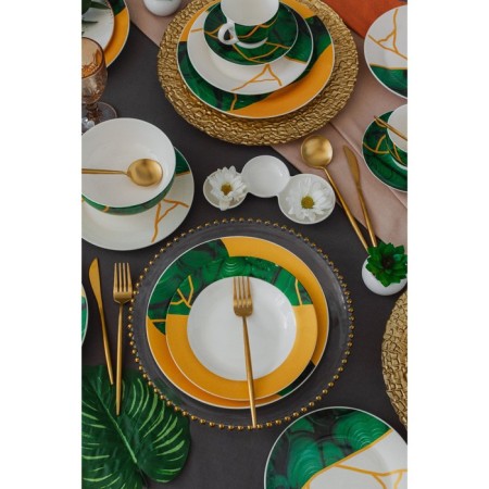Porcelain dinner lunch shade "Malachite box", D = 25 cm, green color-4