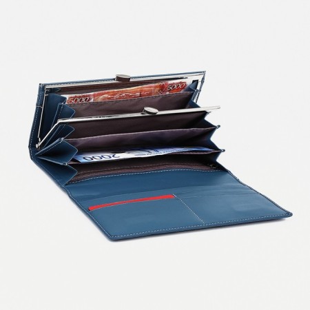Women's wallet on magnets, blue color-2