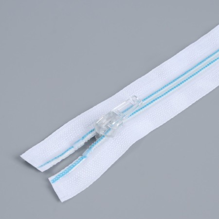 Lightning "Spiral", No. 5, detachable, automatic lock, 40 cm, white/blue color-1