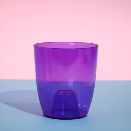 Pot for orchids, 2 l, 14.8 × 16.2 cm round, plastic, transparent purple