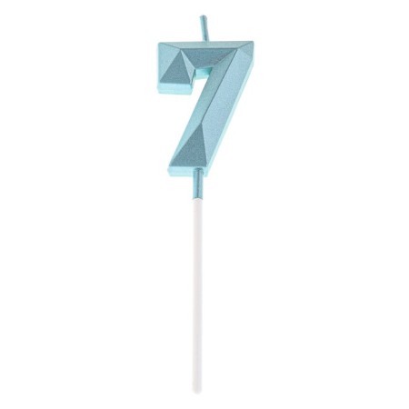 Candle in the cake on the skewer "Almaz", the number "7", blue, 4.8x2.6 cm-5