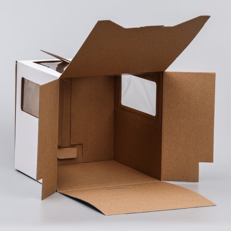 Box for cake 2 windows, with handles, white, 24 x 24 x 24-3