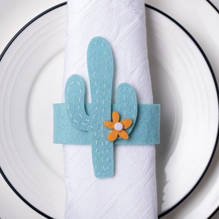 Set of decorative rings "Blue Cactus" - 4 pcs, 100% p/e, felt-1