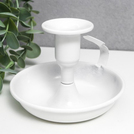 Summary Metal for 1 candle with the handle "bend" white 9x10.5x10.5 cm-5