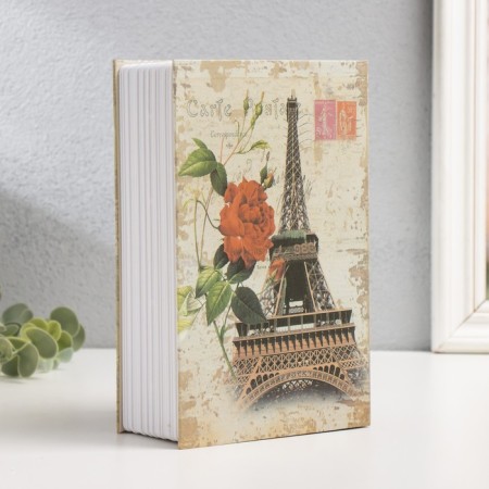 Casket Book Plastic, Metal "Eiffel Tower and Red Peony" 5.5x12x18 cm-4