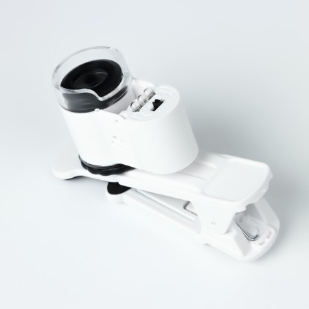 Lupa with 10x lens for macro -shooting on a clothespin for a phone, with backlight