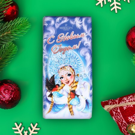 New Year. Confectionery tiles "Happy New Year", Snow Maiden, 100 g
