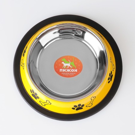 A bowl with a non -slip base color with a print, 235 ml, yellow-2