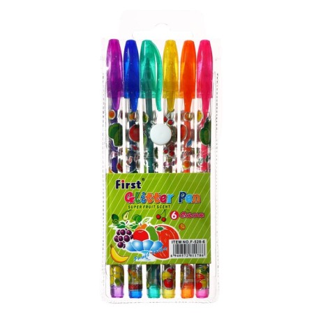 A set of gel pens, 6 colors, metallic, a body with a pattern, in a blister on a button-7