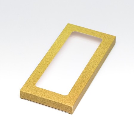Gift box for tiles of chocolate, with a window, gold, 17 x 8 x 1.4 cm-4