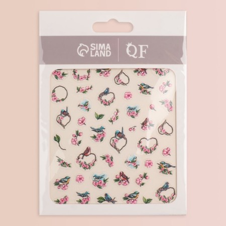 Nail stickers "Romance", voluminous, pink/gray color-3