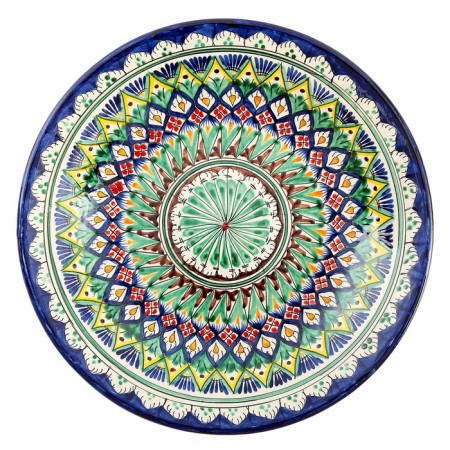 Plate of the Rishtan ceramics "Flowers", 27 cm, blue-1