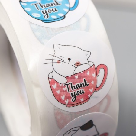 Stick Paper "Cat in a circle" d = 2.5 cm 500 pcs in a roll 3x6.5x6.5 cm-3