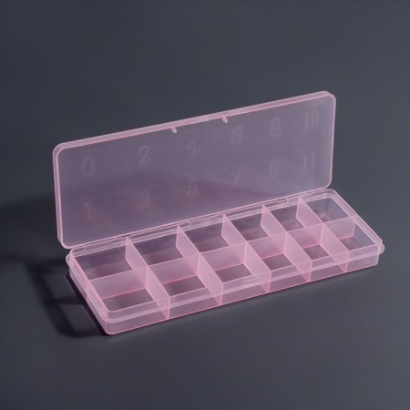 Organizer for decor, 12 sections, size 18.4 × 6.7 × 2 cm, transparent/pink color-2