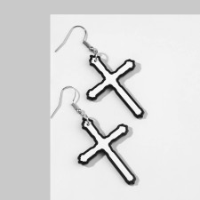 Acryl Earrings “crosses” Contour, black and white color in silver