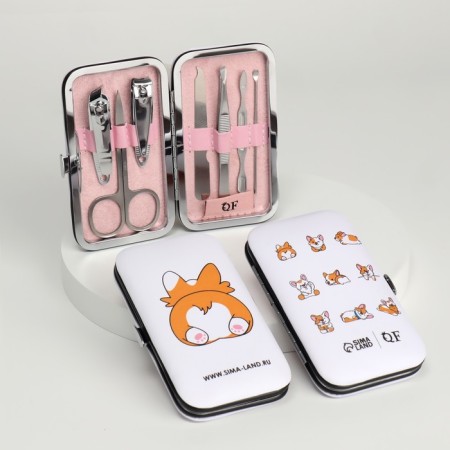 Manicure set "Corgi", 7 items, PVC chech, multi-colored-2